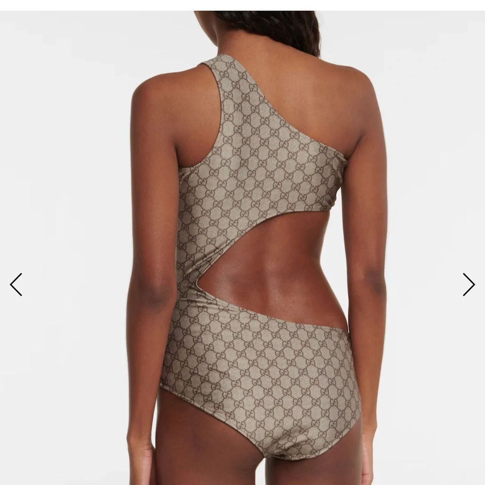 Gucci GG Monogram One Shoulder Cutout Swimsuit S NWT $790 - Picture 2 of 9